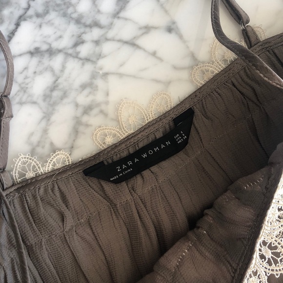 NWOT Zara Dark Khaki Top Size Small - Picture 6 of 6